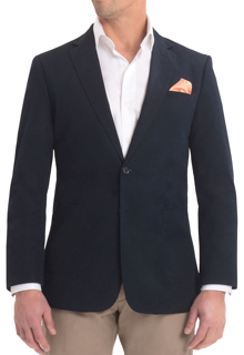 navy cotton solid blazer